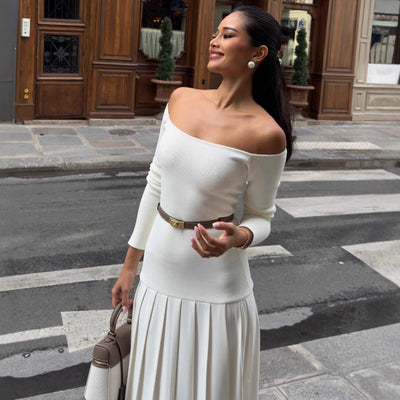 Analia - Elegantes schulterfreies langes Kleid für Frauen