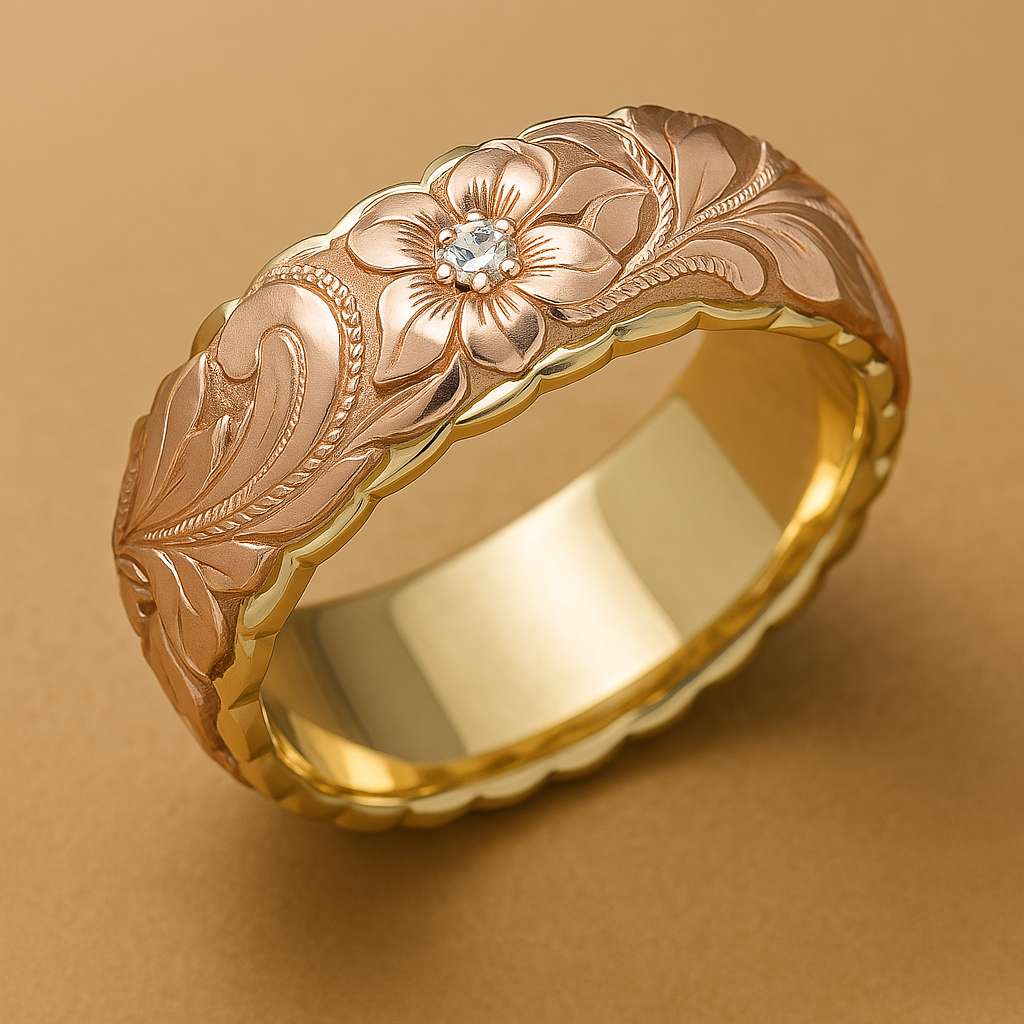Vintage-Ring mit Rosenblüte in Goldoptik
