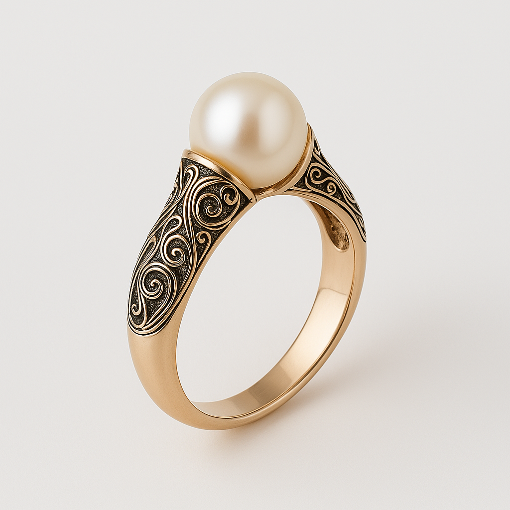 Vergoldeter Vintage-Ring mit Perle