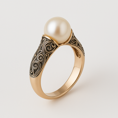 Vergoldeter Vintage-Ring mit Perle