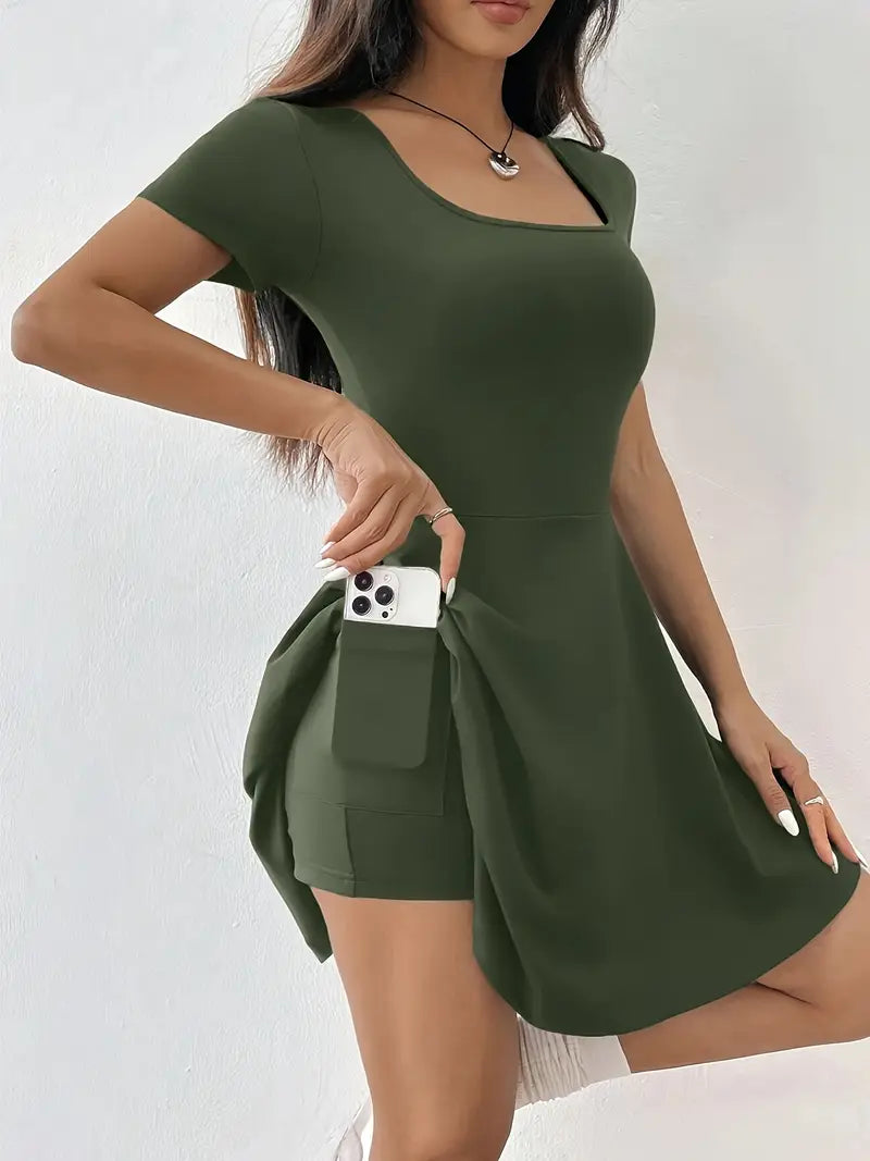 Gudrun – Schickes Skaterkleid mit integrierten Shorts und Tasche