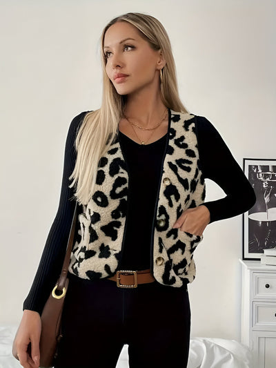 Gala | Eleganter Cardigan mit Leopardenmuster und V-Ausschnitt
