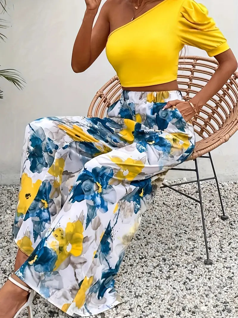 Juliet | Weite Blumenmuster-Hose