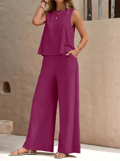 Remy – Elegantes Set aus ärmellosem Top und Hose