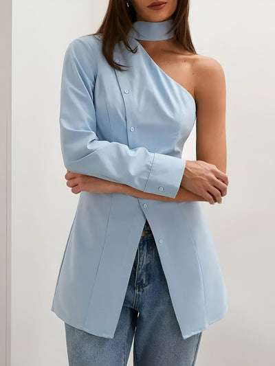 Rhiannon | Elegantes One-Shoulder Langarmshirt für Damen