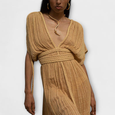 Beata Griechisches Kimono-Maxikleid Damen – Elegantes Wickeldesign mit Hohem Taillenschnitt