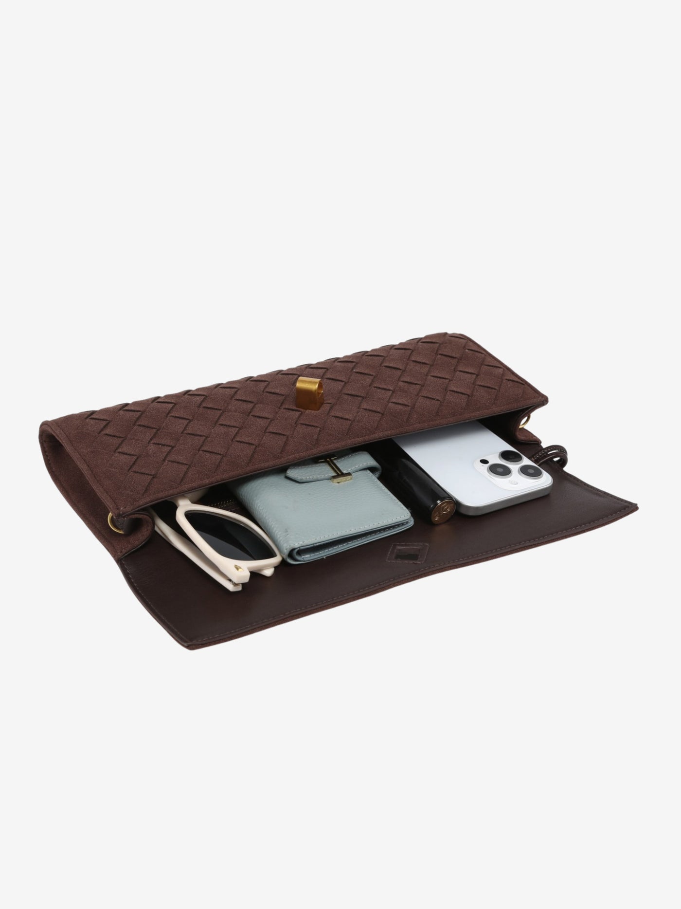 Geflochtene Wildleder-Kuverttasche