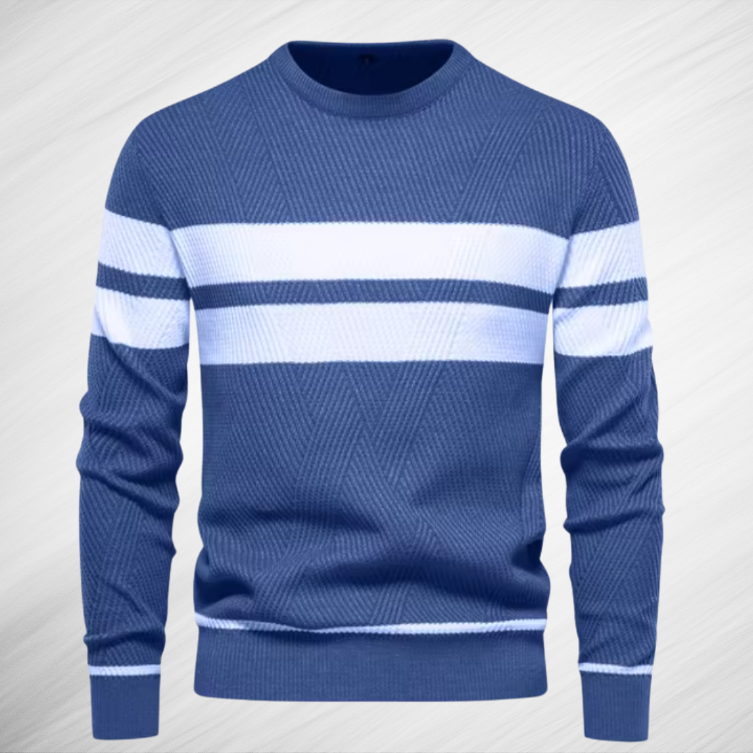 Eleganter Herren Streifenpullover Mit Zickzack-Muster – Atmungsaktiver Slim-Fit Klassiker