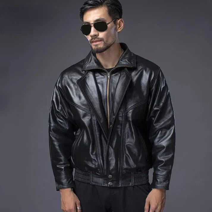 Erwin – klassische schwarze bikerjacke für herren