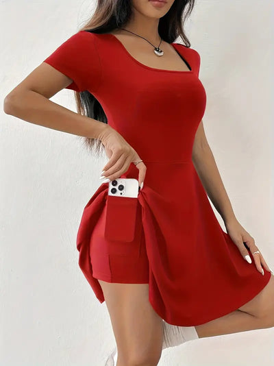 Gudrun – Schickes Skaterkleid mit integrierten Shorts und Tasche