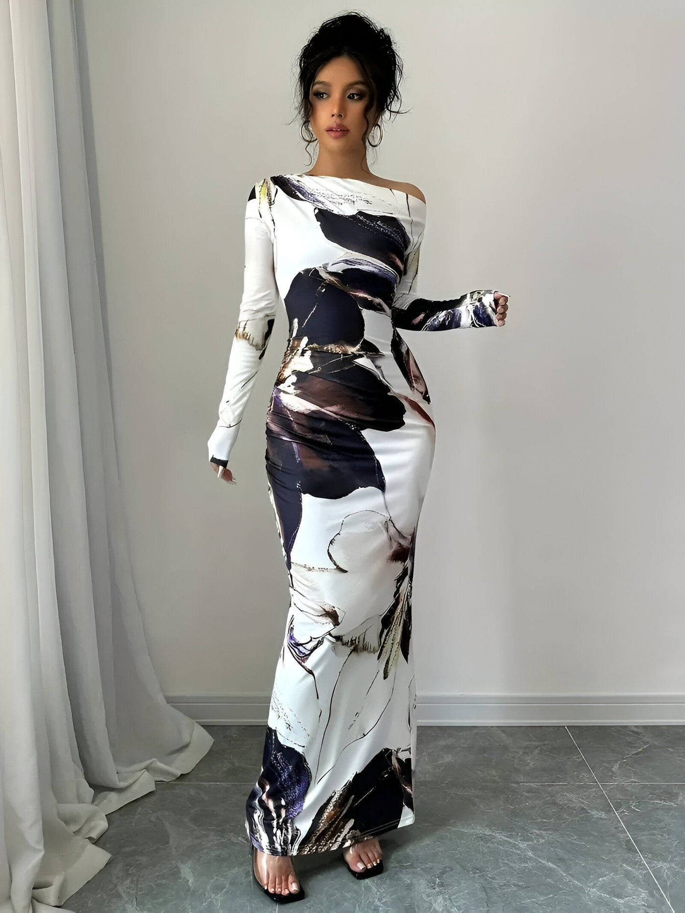 Kristiana | Elegantes Off-Shoulder Bodycon Kleid mit Blumenmuster