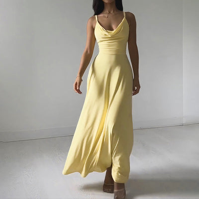 Loida - Blaues Midikleid ohne Ärmel