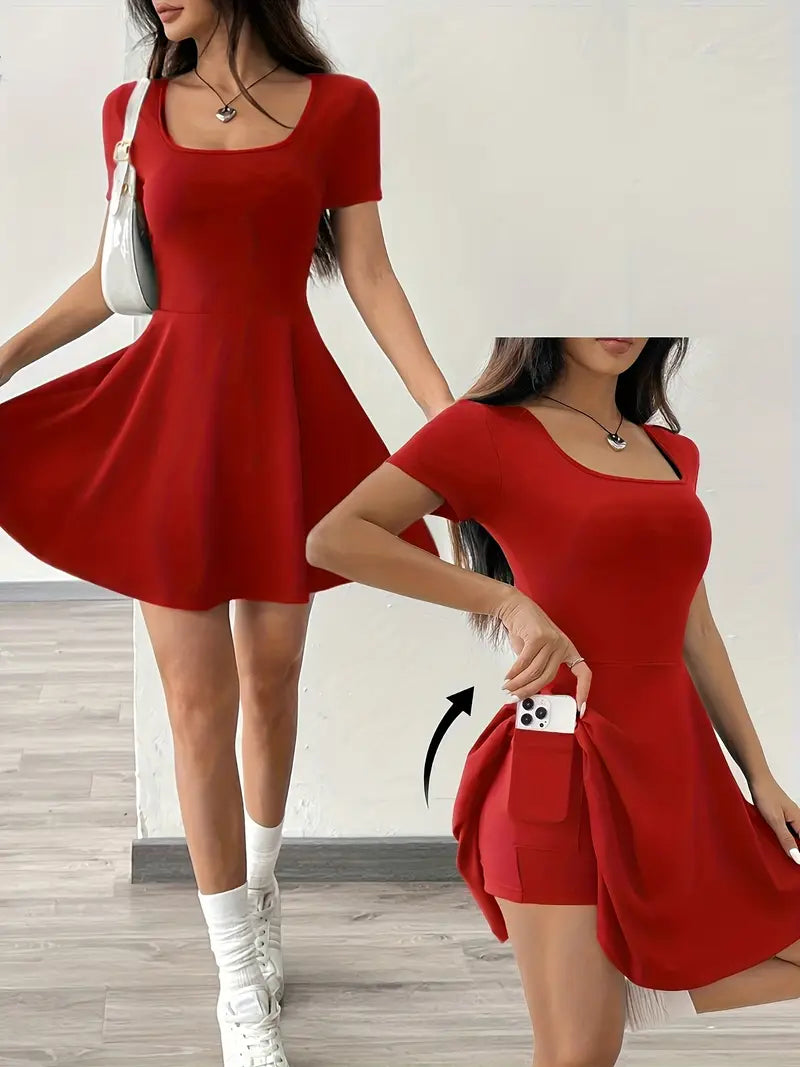 Gudrun – Schickes Skaterkleid mit integrierten Shorts und Tasche