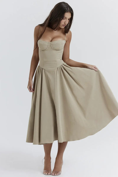 Cheri - rückenfreies Midi-Sling-Kleid für Damen