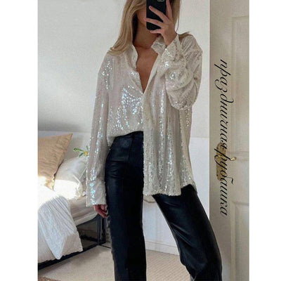 Brisa - Paillettenbluse mit fließendem Schnitt und schillerndem Glitzern