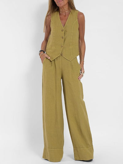 Soleil – Stilvolles Zweiteiliges Leinenanzug-Set