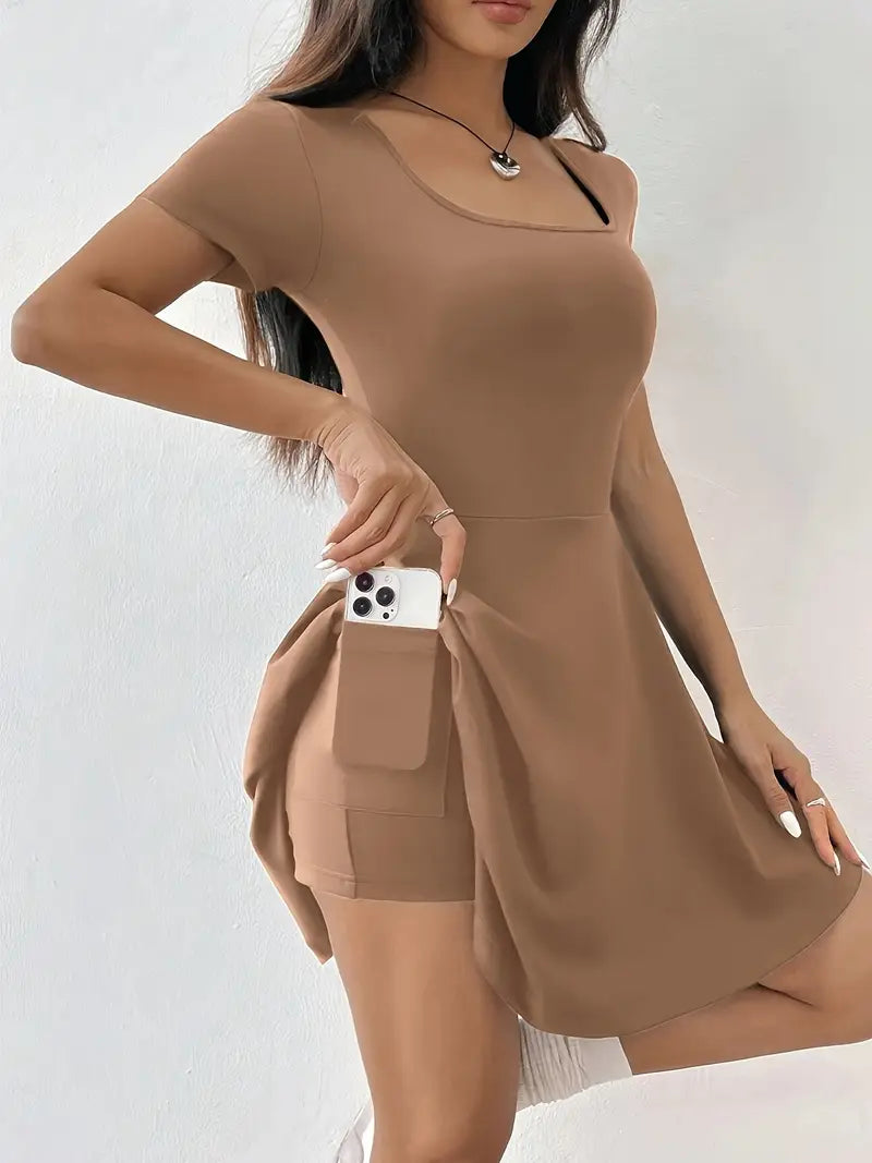 Gudrun – Schickes Skaterkleid mit integrierten Shorts und Tasche