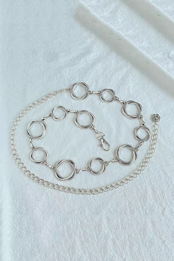 Raegan Retro Geometric Taillenkette – Verstellbare Metallkette Für Elegante Silhouetten