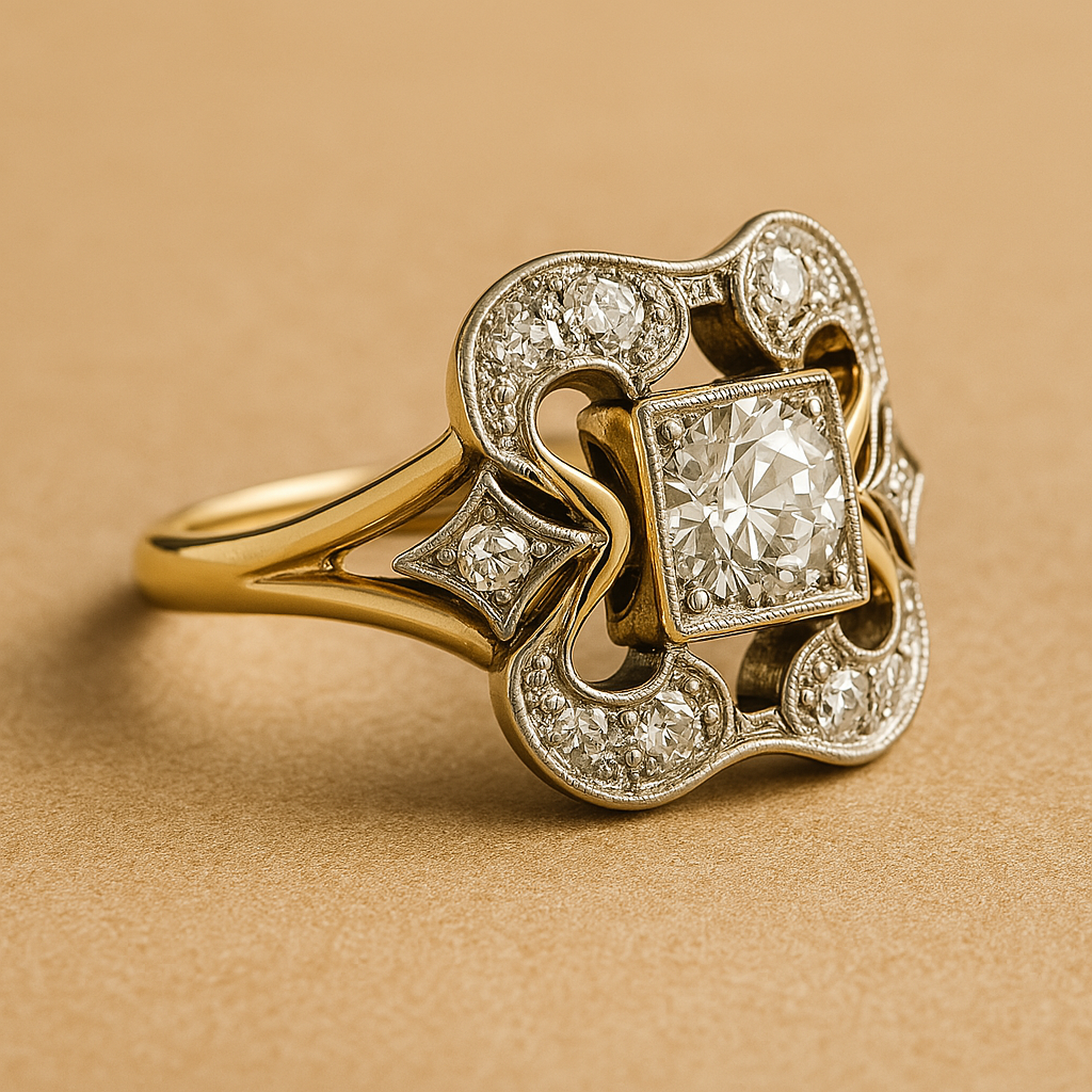 Vergoldeter Vintage-Ring mit Zirkoniastein