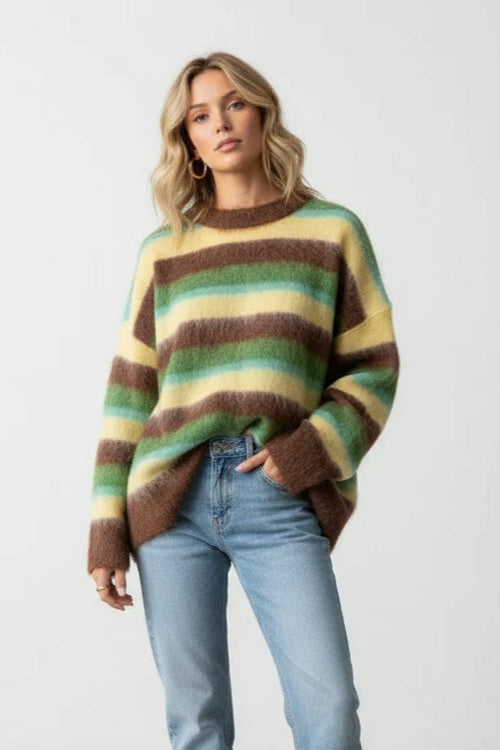 Mikah | Damen Gestreifter Strickpullover