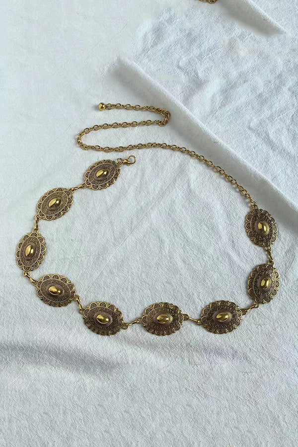 Raegan Retro Geometric Taillenkette – Verstellbare Metallkette Für Elegante Silhouetten