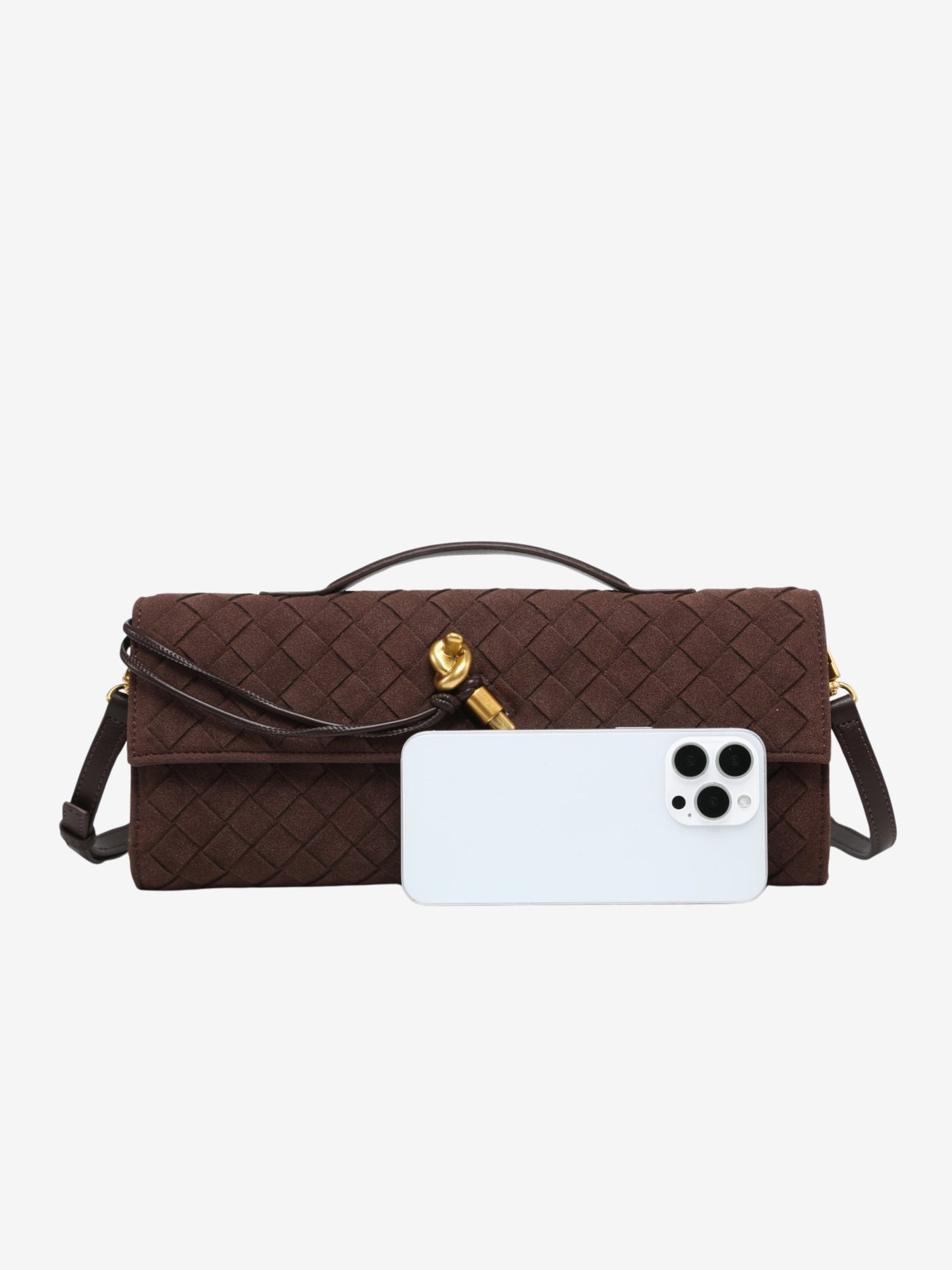 Geflochtene Wildleder-Kuverttasche