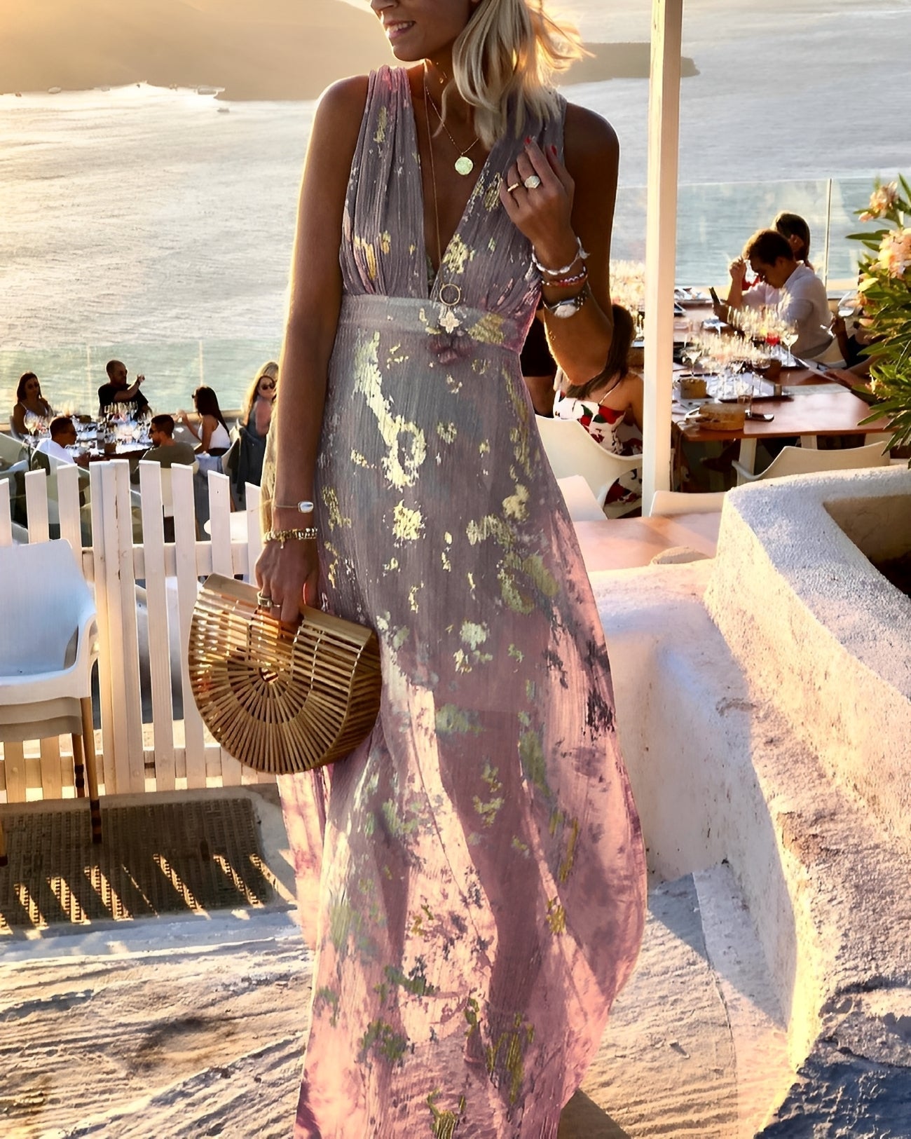 Aubrey - Fließendes Maxikleid mit Vergoldung für Damen