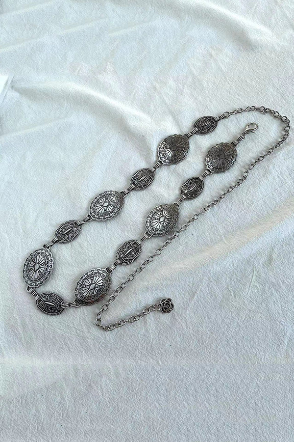 Raegan Retro Geometric Taillenkette – Verstellbare Metallkette Für Elegante Silhouetten