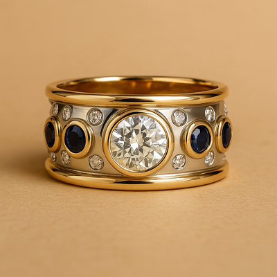Vintage-Ring in Goldoptik mit eingefasstem Zirkonia