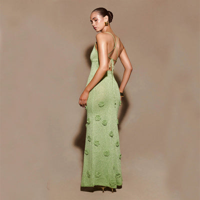 Renata - Langes Kleid mit floraler Textur