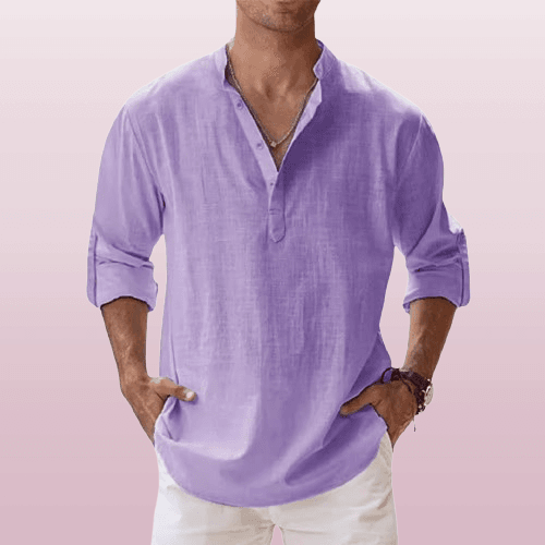 Relaxed Fit – Leinen-Henley für Herren
