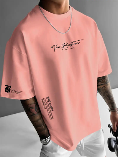 Ralph - Lässiges lockeres Kurzarm-T-Shirt für Herren mit Buchstabendruck