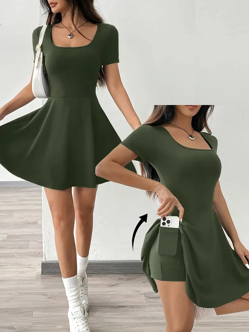 Gudrun – Schickes Skaterkleid mit integrierten Shorts und Tasche