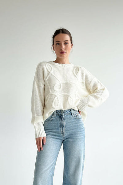 Sienna | Übergroßer Strickpullover Damen Rundhalsausschnitt