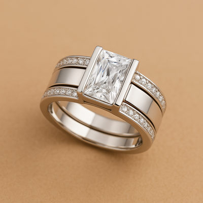 Vintage-Ring mit eingelegtem Glas