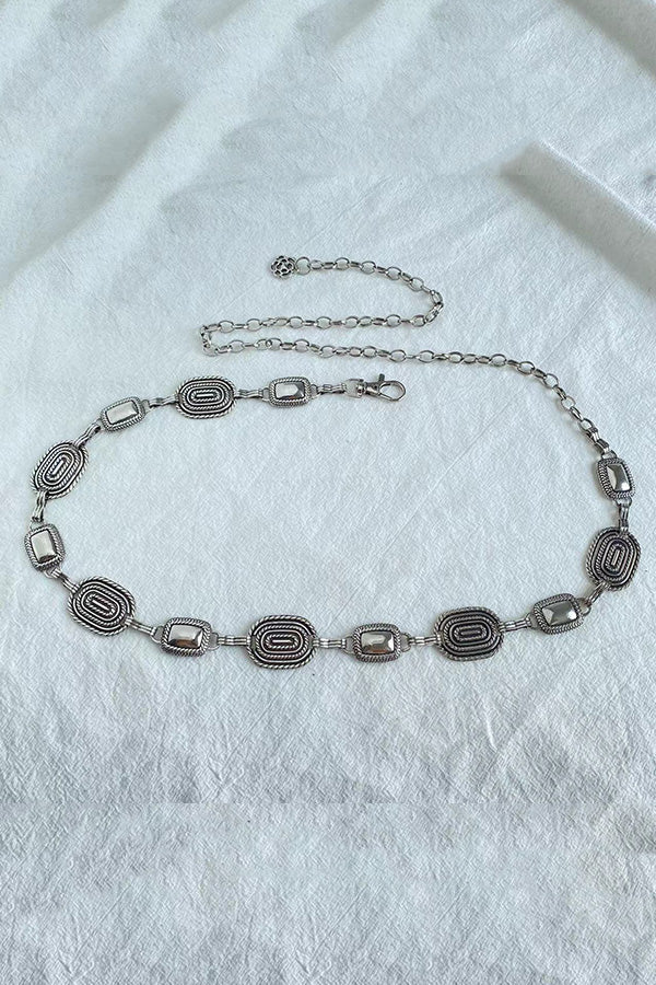 Raegan Retro Geometric Taillenkette – Verstellbare Metallkette Für Elegante Silhouetten
