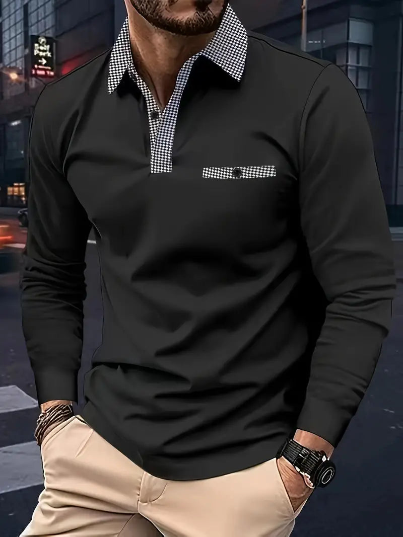 Nikolas - Langärmliges Polohemd mit Revers für Herren