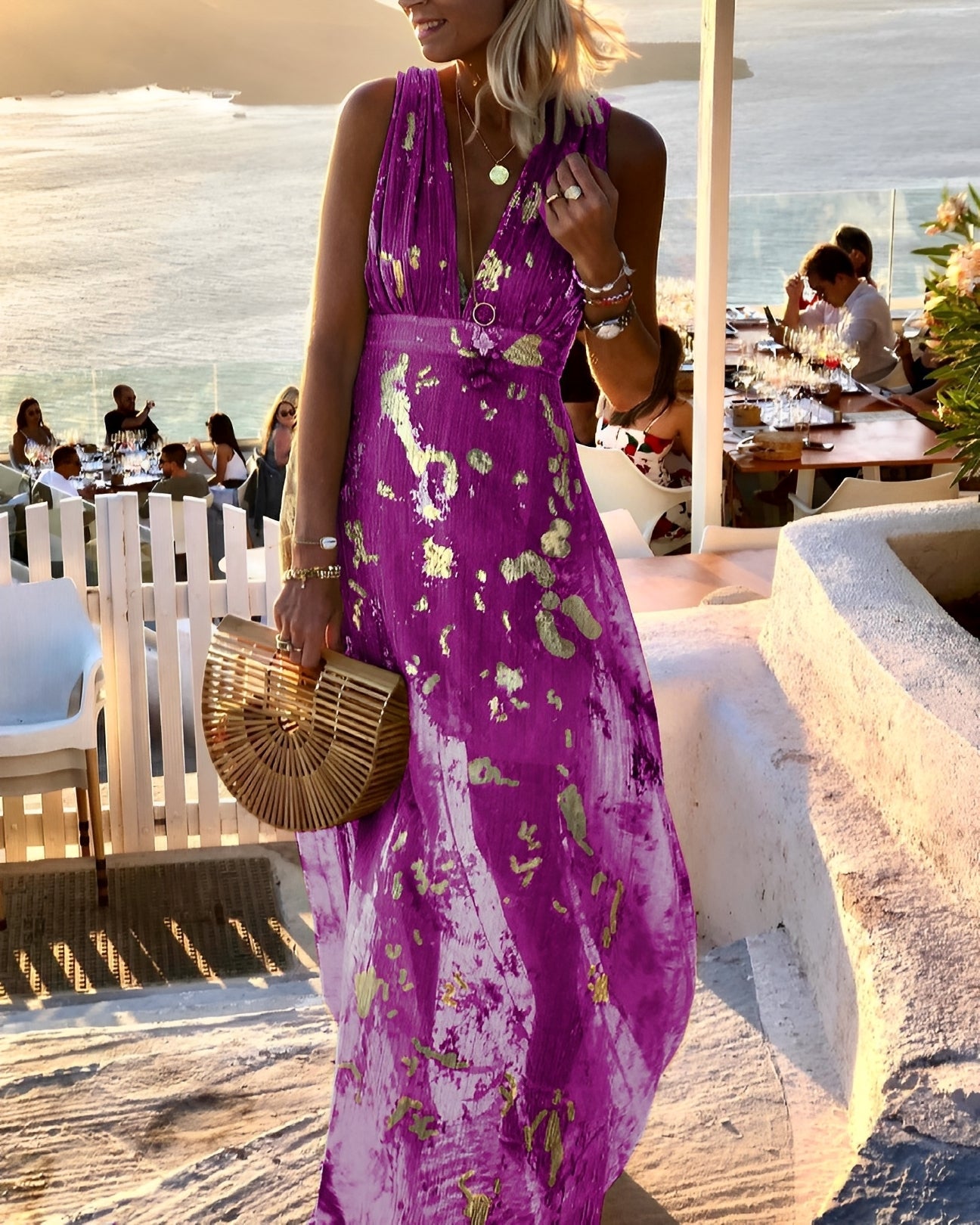 Aubrey - Fließendes Maxikleid mit Vergoldung für Damen