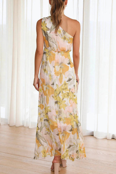 Isadora | Elegantes One-Shoulder Kleid Mit Blumenmuster Für Zeitlose Eleganz