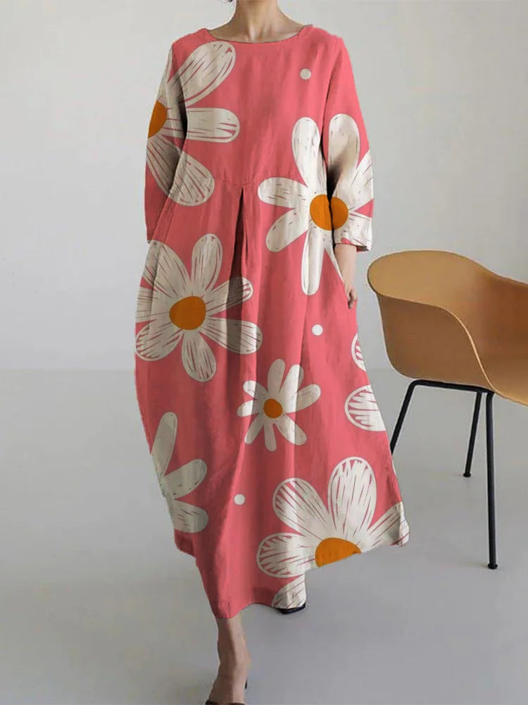 LOIS | LEICHTES GEBLÜMTES KURZÄRMELIGES KLEID