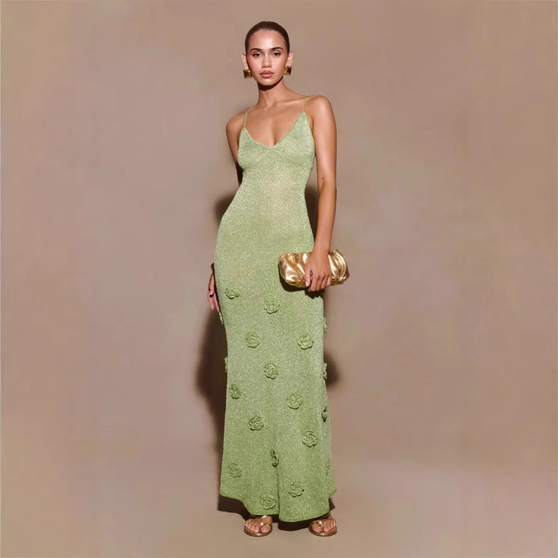 Renata - Langes Kleid mit floraler Textur