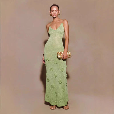 Renata - Langes Kleid mit floraler Textur