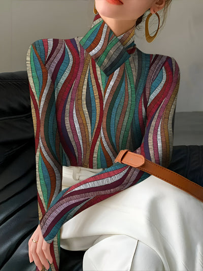 Bellis | Stylisches und bequemes, farbenfroh gestreiftes Langarm-Turtleneck
