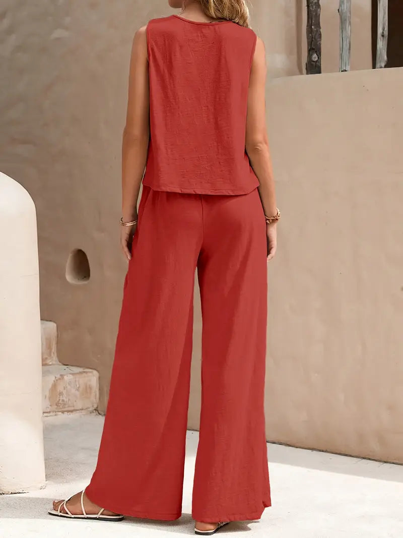 Remy – Elegantes Set aus ärmellosem Top und Hose