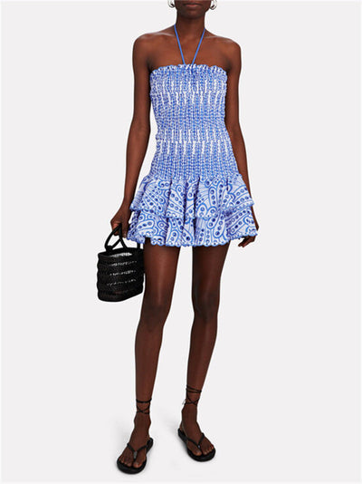 Ana - Gelbes trägerloses Minikleid mit gerüschten Trägern