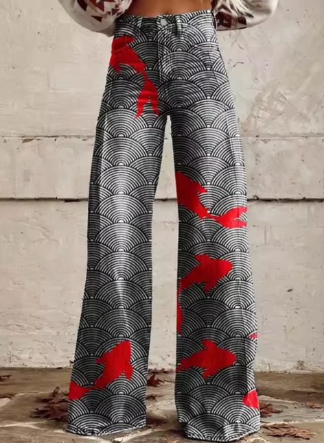 Anzhela - Weite Hose mit buntem Druck