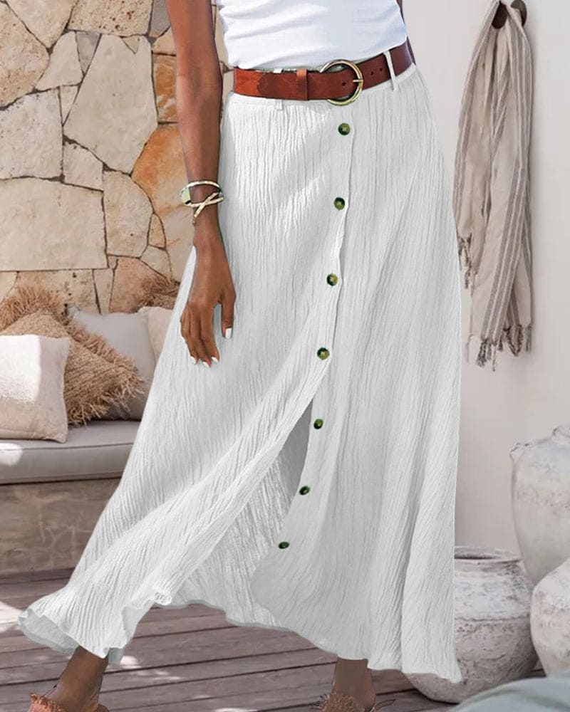 Lotte | Eleganter langer Rock in Unifarbe