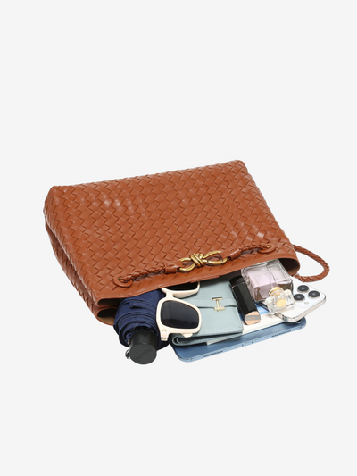 Vivienne | Klassische Oversized Woven Bag Aus Veganer Leder