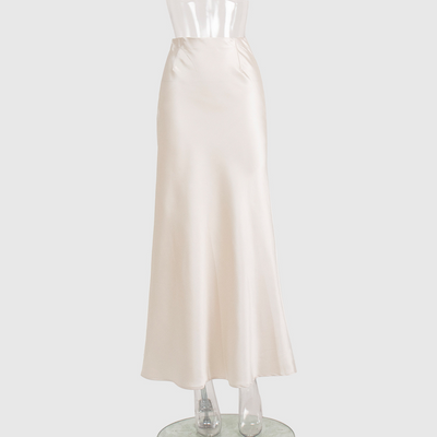 Andrina - Langer Rock aus Satin mit Fishtail-Schnitt