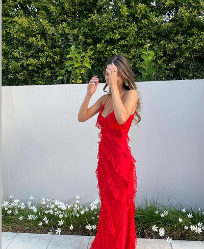 Aliza Ruffled Maxi Dress | Elegante, Bequeme und Zeitlose Maxi-Kleid für Vielseitige Anlässe
